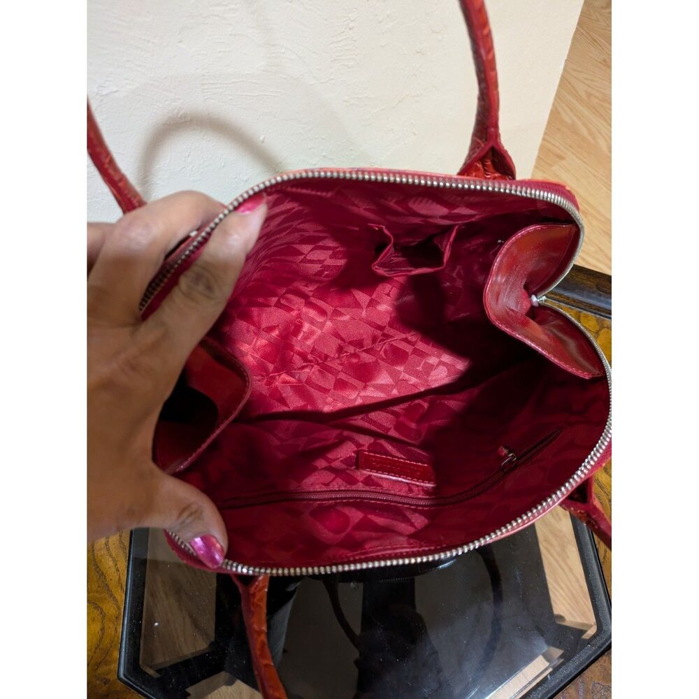Furla Made In Italy Red Leather Alligator Handbag - Picture 6 of 10